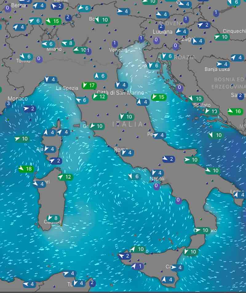 Meteo oggi venti e mari di domenica 14 luglio 2019 ore 20 - meteoweek.com