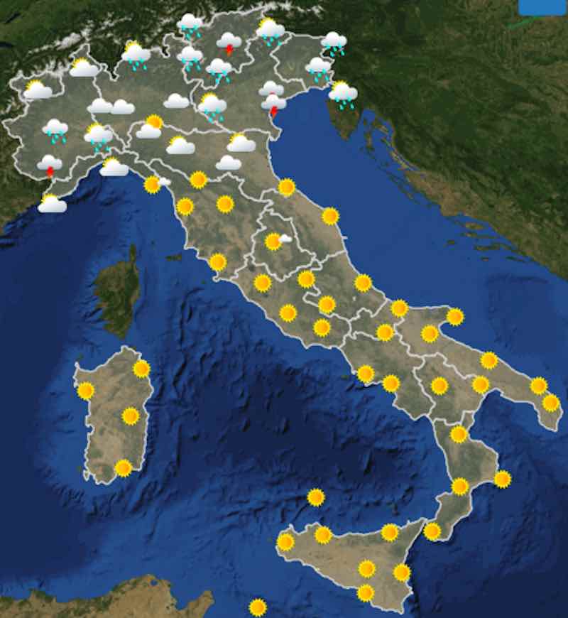 Meteo previsioni del tempo di domani mercoledì 3 luglio 2019 ore 6 - meteoweek.com