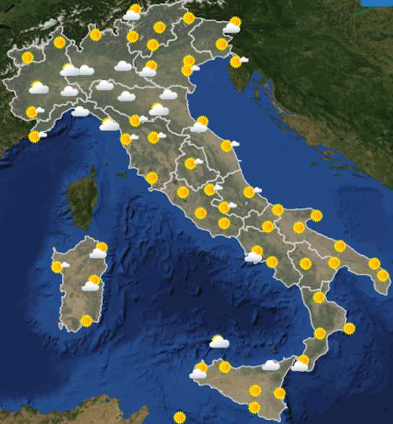 Previsioni Meteo oggi domenica 14 luglio 2019 in Italia, tempo, temperature mari e venti ore 08 - meteoweek.com