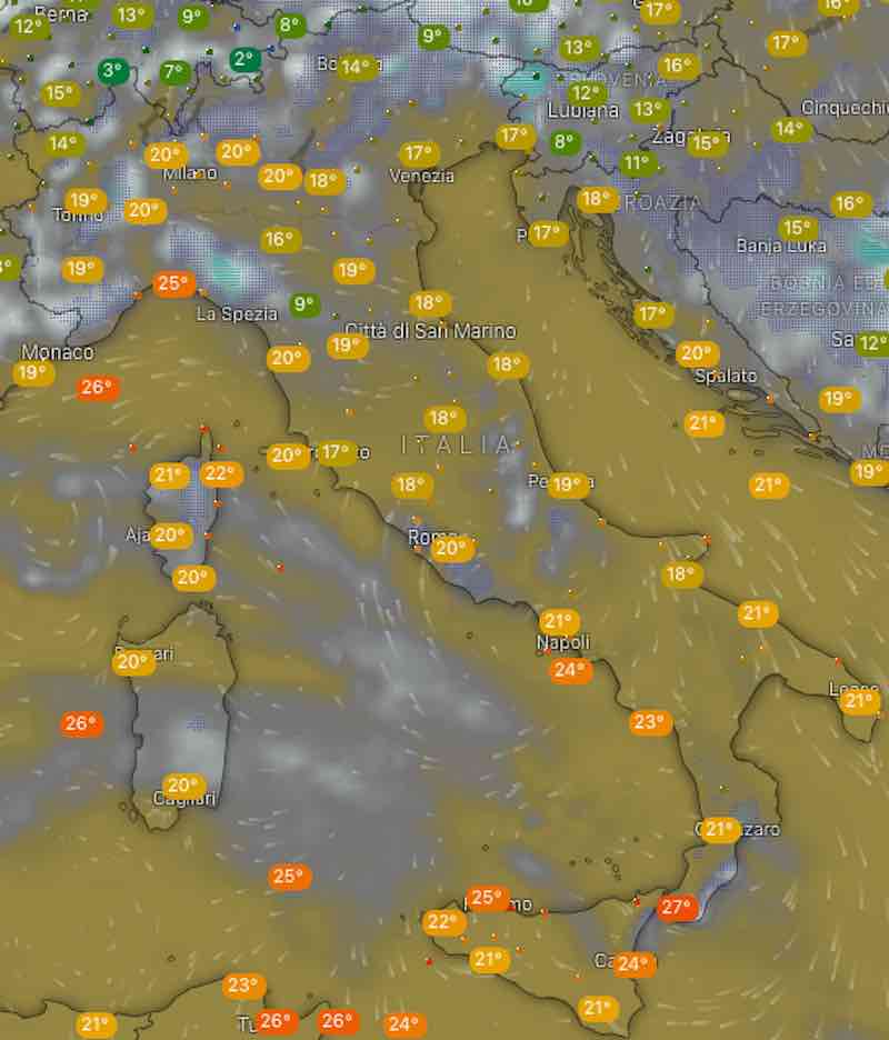 Previsioni Meteo oggi domenica 14 luglio 2019 in Italia, tempo, temperature ore 14 - meteoweek.com
