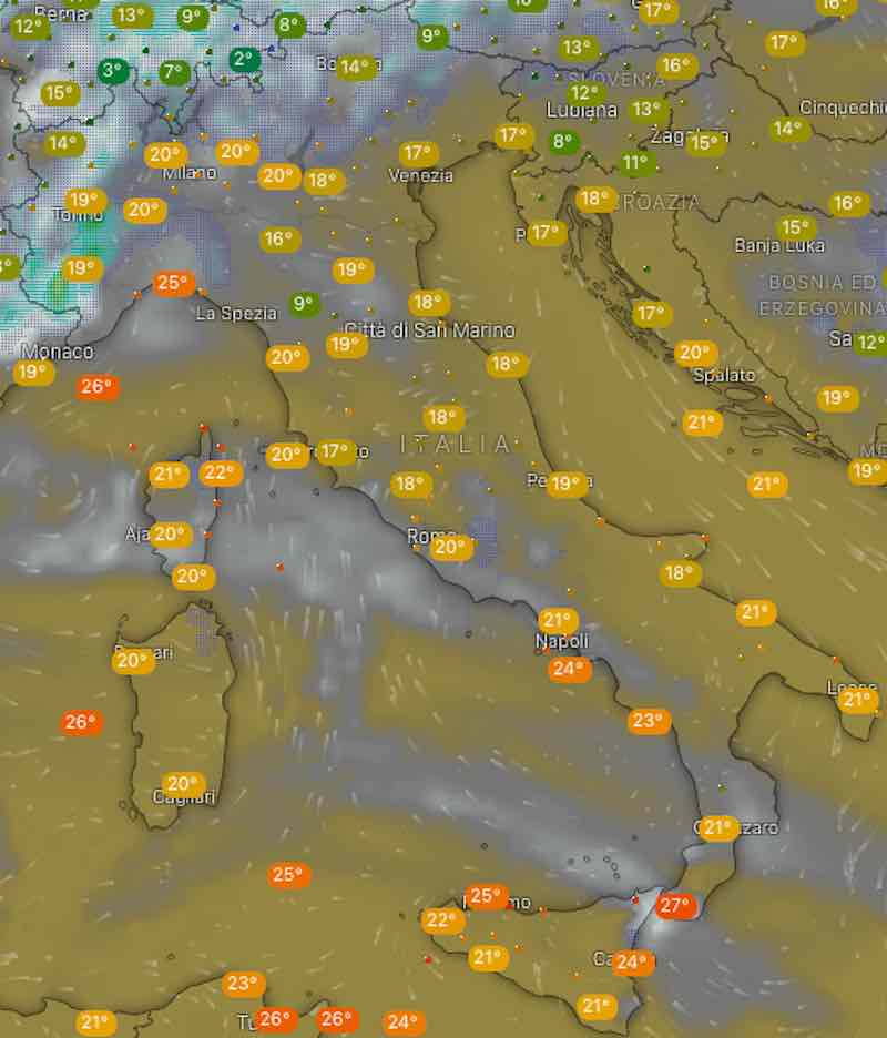 revisioni Meteo oggi domenica 14 luglio 2019 in Italia, tempo, temperature ore 19 - meteoweek.com