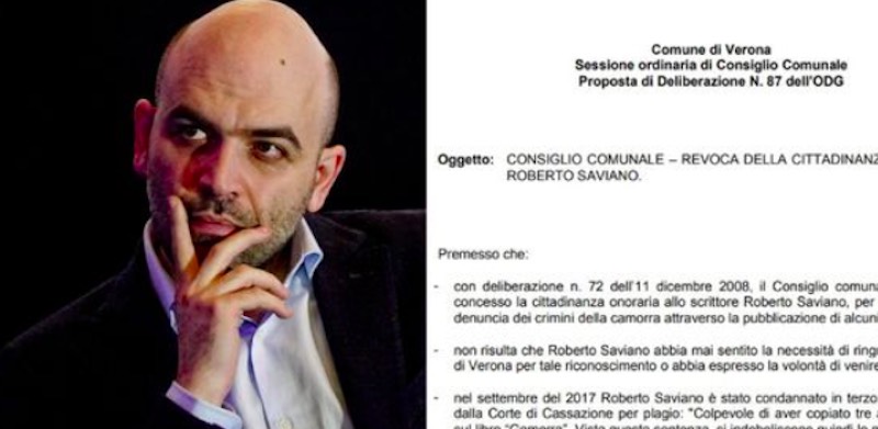 Saviano via la cittadinanza onoraria da Verona è anti Salvini - meteoweek.com
