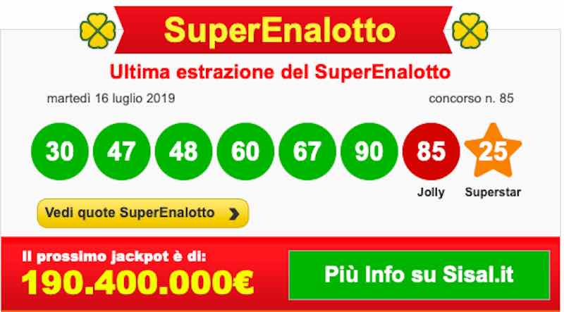 ultima estrazione - Superenalotto- Sale la febbre del super Jackpot oltre 190 milioni per l'estrazione di giovedì 18 - meteoweek.com