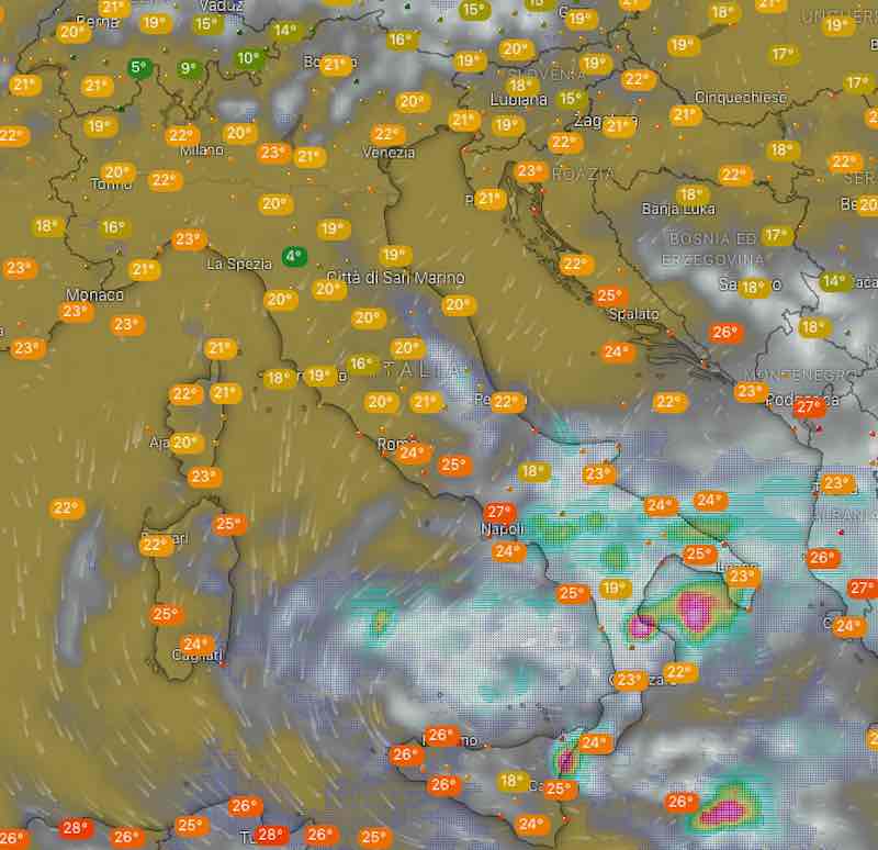 Temperatura ore 10 - Previsioni martedì domani 16 luglio Italia nuvolosità, temperature, venti e mari - meteoweek.com