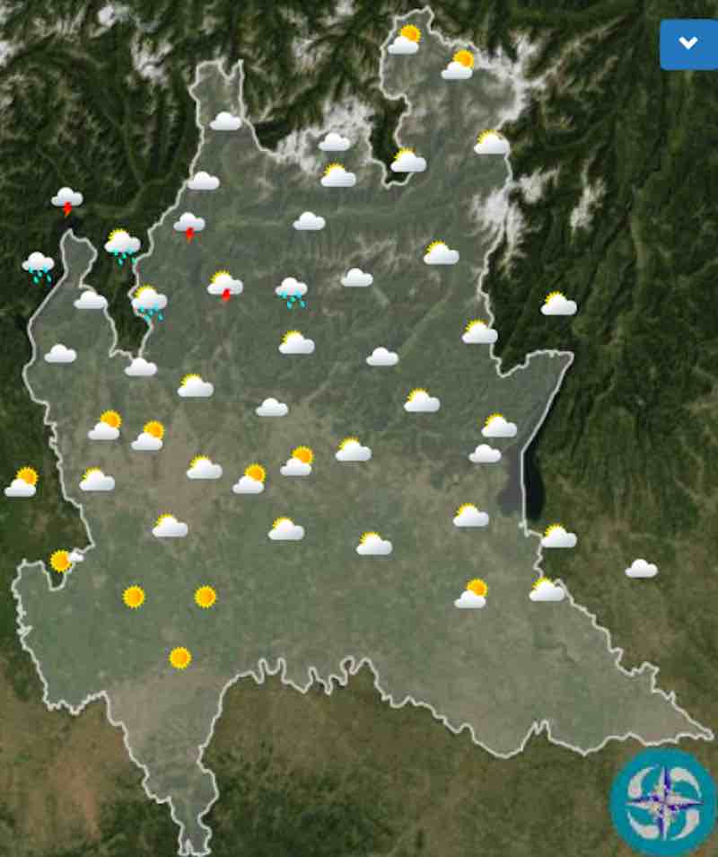 mappa Lombardia - Meteo Milano domani previsioni del tempo domenica 21 luglio temperature, venti e mari 2019 - meteoweek.com