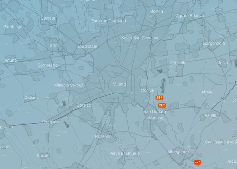 mappa Milano e provincia - Meteo Milano domani previsioni del tempo giovedì 18 luglio 2019 - meteoweek.com