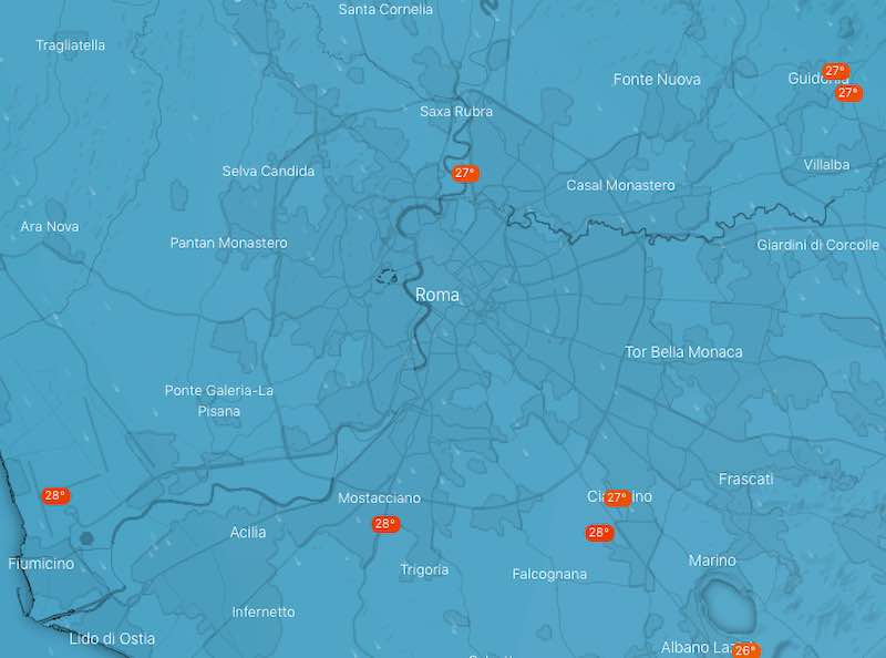 mappa Roma - Meteo Roma domani previsioni del tempo giovedì 18 luglio 2019 - meteoweek.com