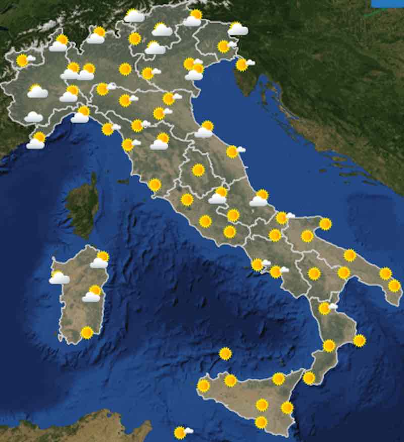 mappa delle ore 12 - Meteo domani previsioni del tempo di mercoledì 17 luglio 2019 in Italia - meteoweek.com