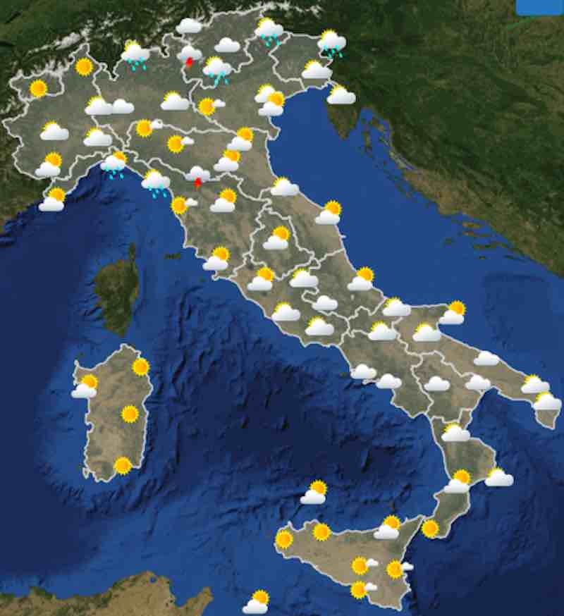 mappa delle ore 12 giovedì - Previsione del tempo domani e dopodomani mercoledì 17 e giovedì 18 luglio - meteoweek.com