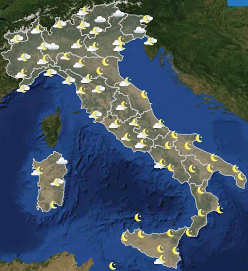 mappa delle ore 18 - Previsione del tempo domani e dopodomani mercoledì 17 e giovedì 18 luglio - meteoweek.com