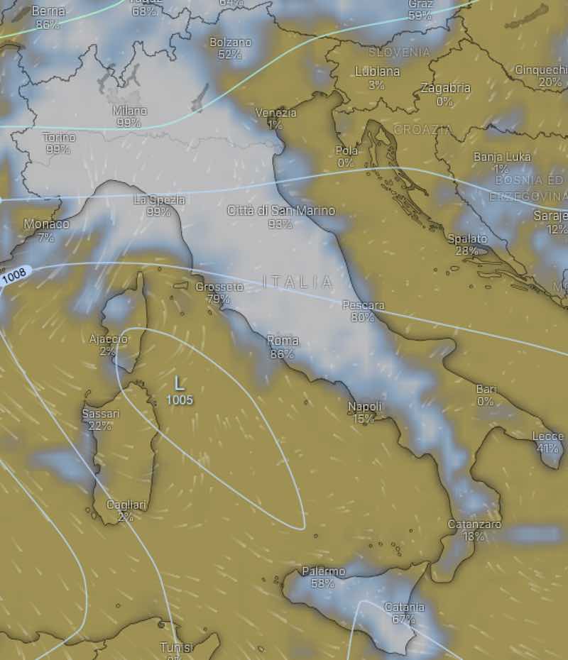mappa lunedì 15 luglio pomeriggio:sera - Allerta Arancione maltempo - piogge e temporali sulle regioni del Nord-Ovest e del Centro Italia - meteoweek.com