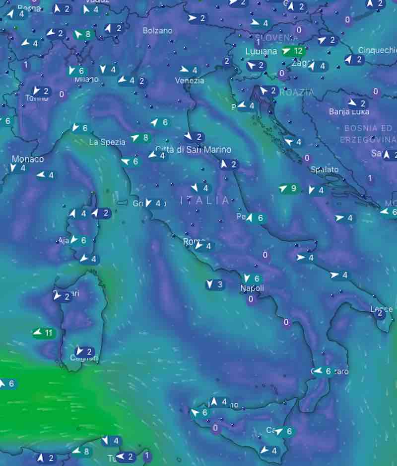 mappa mari e venti - Meteo domani previsioni del tempo di domani domenica 21 luglio in Italia - meteoweek.com