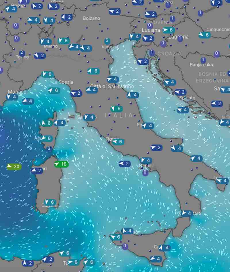 mappa mari e venti - Meteo oggi previsioni del tempo venerdì 19 luglio 2019 in Italia - meteoweek.com