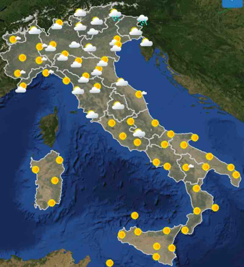 mappa ore 12 - Meteo domani previsioni del tempo di domani domenica 21 luglio in Italia - meteoweek.com