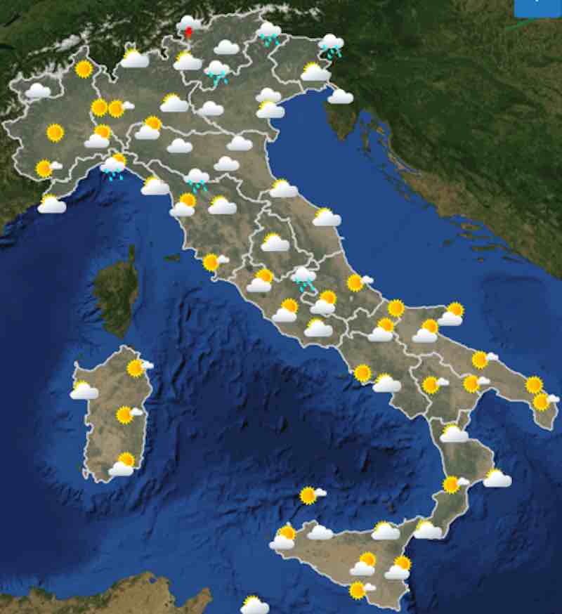 mappa ore 12 - Meteo domani previsioni del tempo di giovedì 18 luglio 2019 in Italia - meteoweek.com