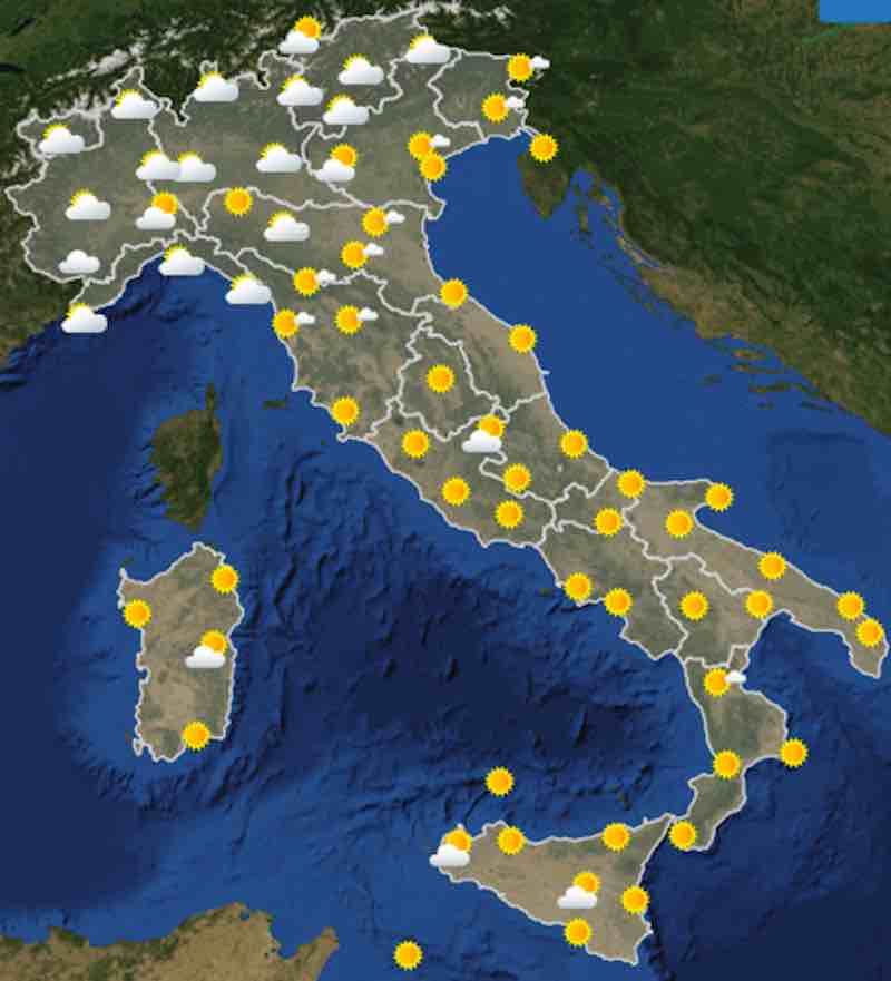 mappa ore 12 - Meteo domani previsioni del tempo di sabato 20 luglio 2019 in Italia - meteoweek.com