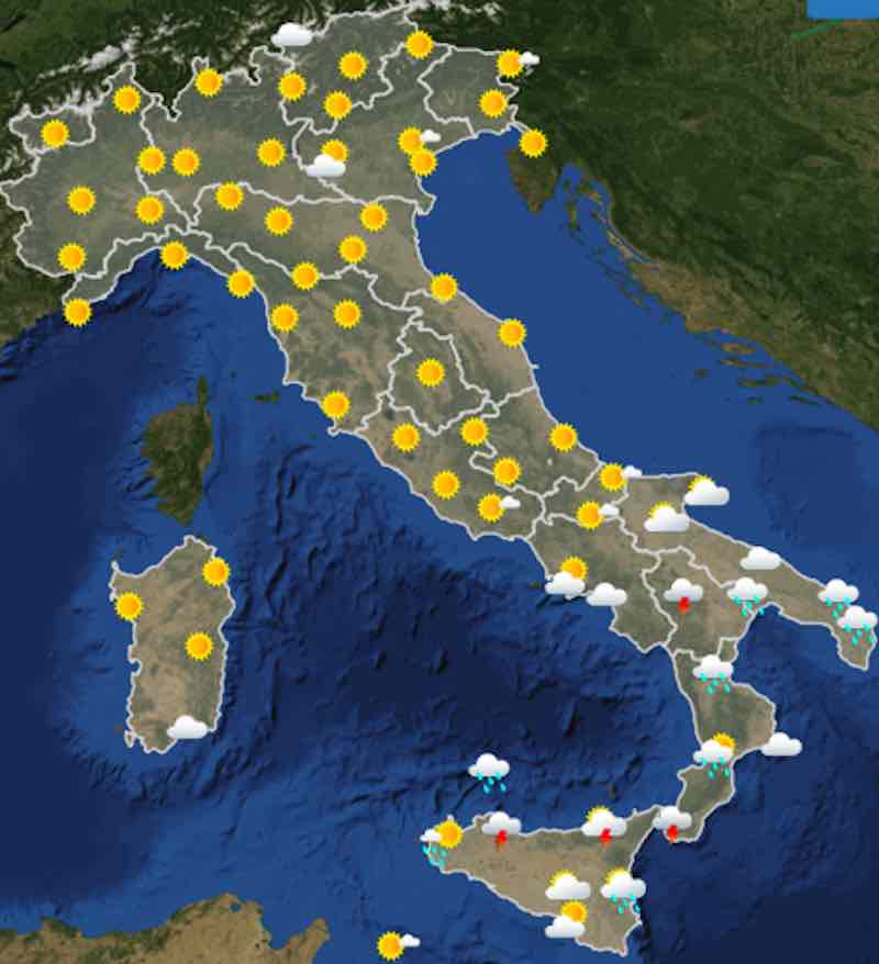 mappa ore 12 - Meteo oggi previsioni del tempo di martedì 16 luglio 2019 in Italia - meteoweek.com