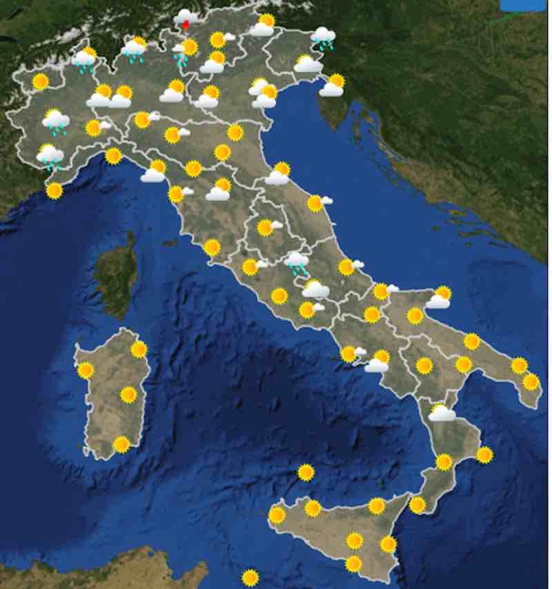 mappa ore 12 venerdì 19 luglio - Previsioni Meteo di domani venerdì 19 luglio e dopodomani sabato 20 luglio in Italia - meteoweek.com