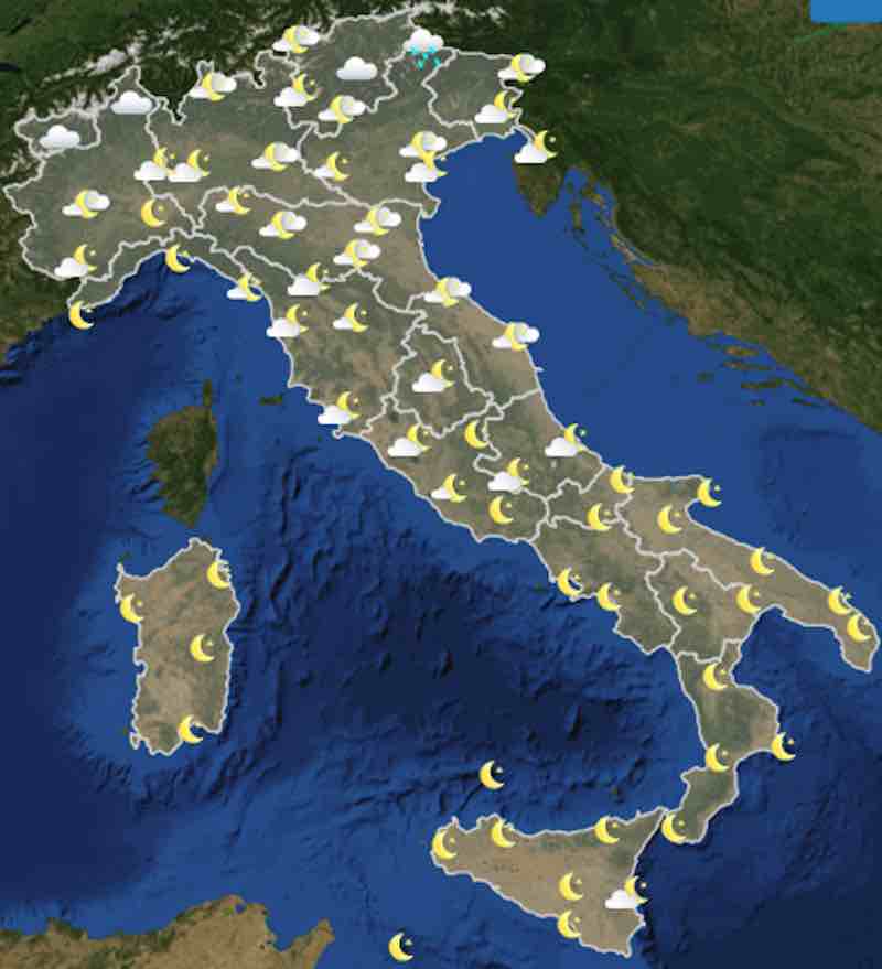mappa ore 18 - Meteo oggi previsioni del tempo di sabato 20 luglio- nuvolosità, temperature mare e venti in Italia - meteoweek.com