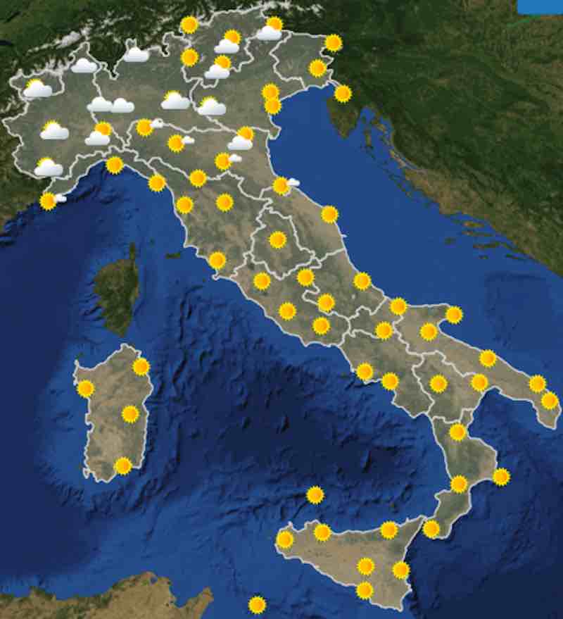 mappa ore 6 - Meteo oggi previsioni del tempo di sabato 20 luglio- nuvolosità, temperature mare e venti in Italia - meteoweek.com