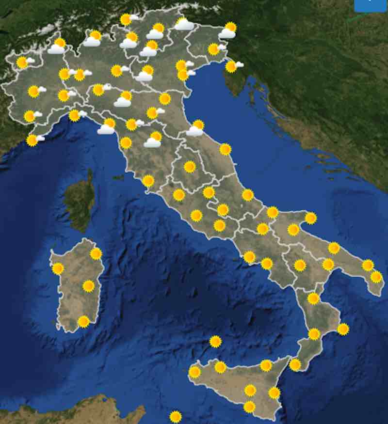 mappa ore 6 - Previsioni del tempo Domenica 21 luglio in Italia- nuvolosità, temperature, venti e mari - meteoweek.com