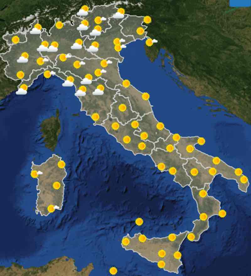 mappa ore 6 - Previsioni meteo oggi mercoledì 17 luglio- nuvolosità, temperature, venti e mari in Italia - meteoweek.com