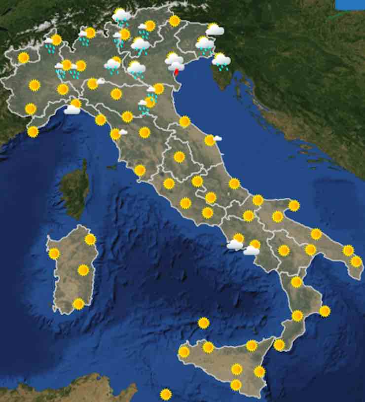 mappa italia con le previsioni