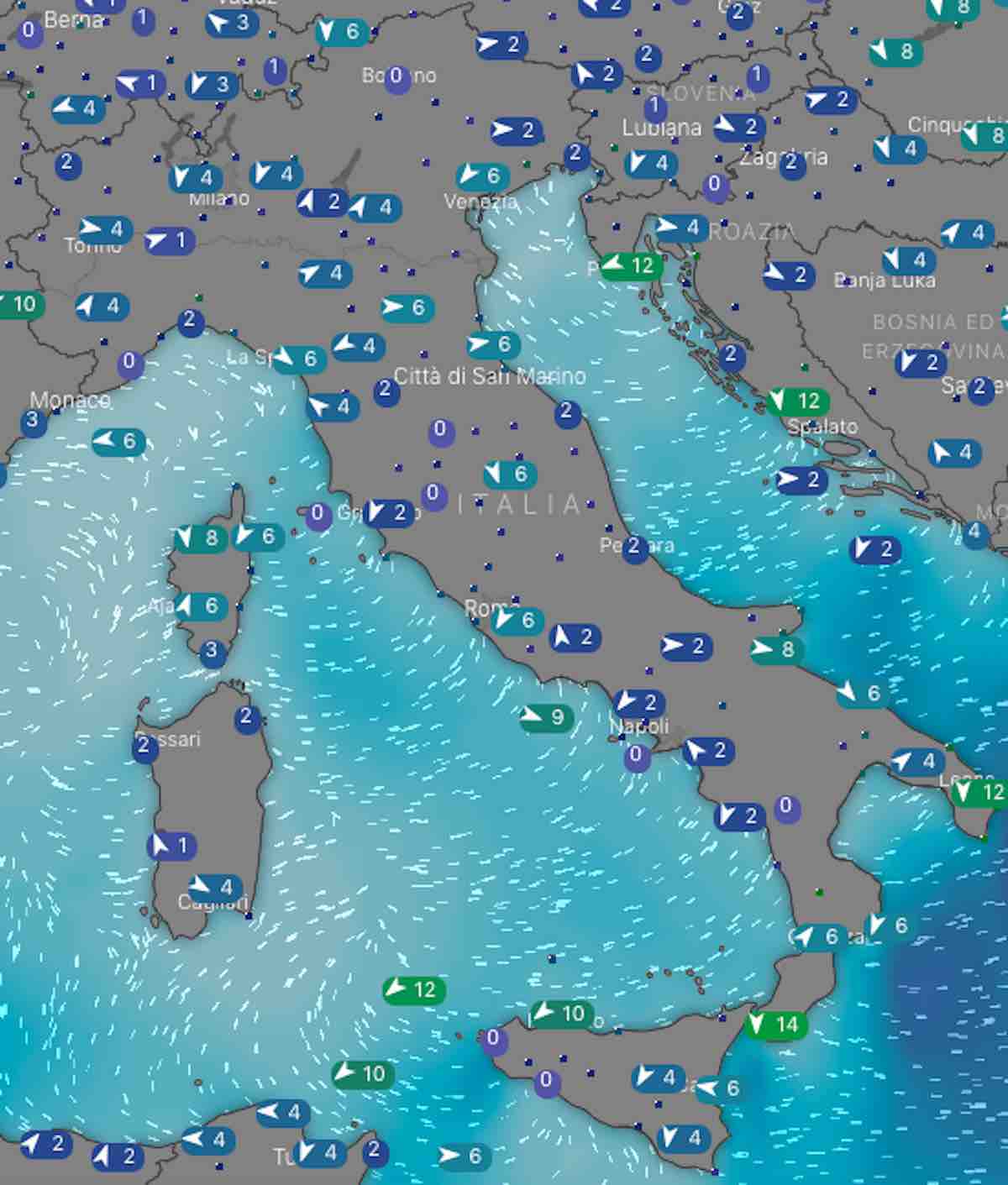 mappe mari e venti - Previsioni Meteo mercoledì 24 luglio- l'ondata di caldo raggiunge il picco - meteoweek.com