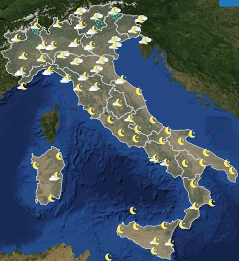 mappe ore 18 - Previsioni del tempo sabato 20 luglio in Italia- nuvolosità, temperature, venti e mari - meteoweek.com