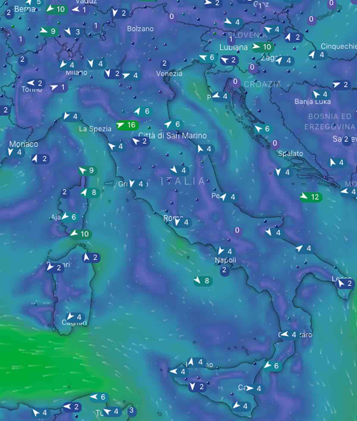 mappe venti e mari - Meteo oggi previsioni del tempo di domenica 21 luglio 2019 in Italia - meteoweek.com