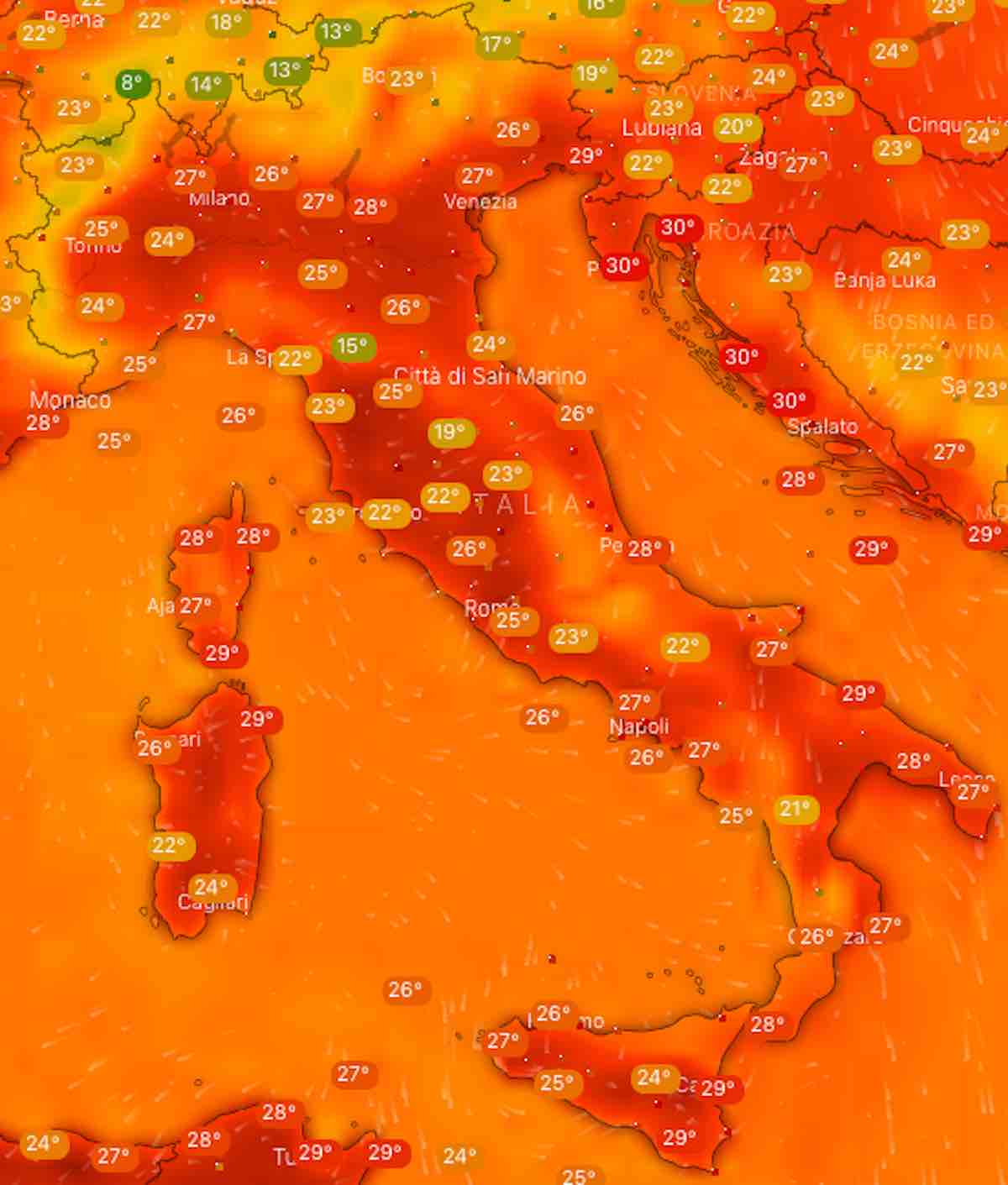 ondata di calore - Previsioni Meteo mercoledì 24 luglio- l'ondata di caldo raggiunge il picco - meteoweek.com