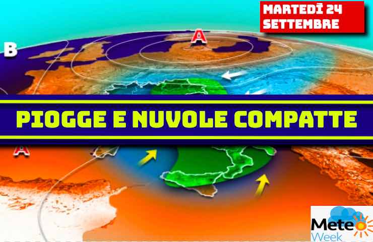 Meteo domani martedì 24 settembre : nuvolosità compatta ma miglioramenti