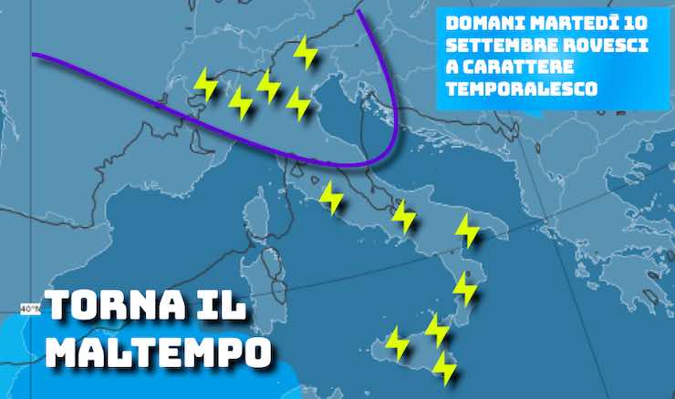 Previsioni Meteo domani martedì 10 settembre: nuova forte perturbazione