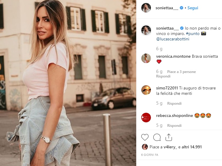 Sonia Pattarino ed il post Instagram meteoweek