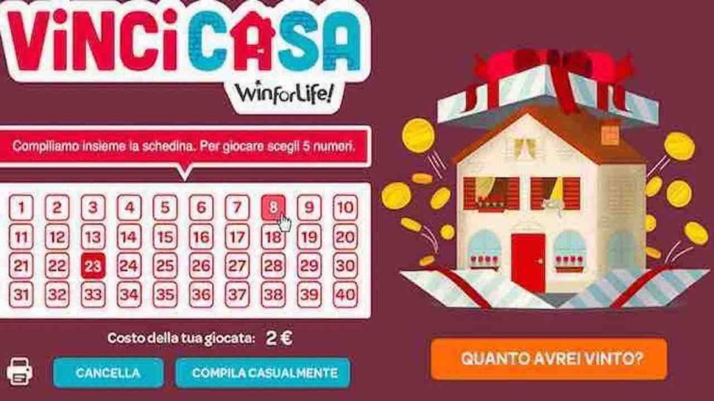 VinciCasa estrazione stasera lunedì 25 novembre verifica schedina