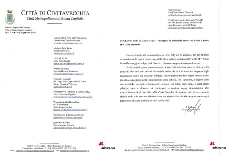 sindaco Civitavecchia - coronavirus