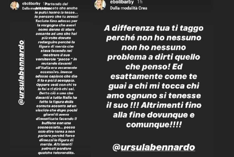 Ursula Bennardo scontro GF Vip