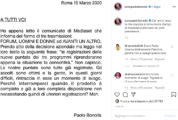 Paolo Bonolis guerra contro Mediaset 