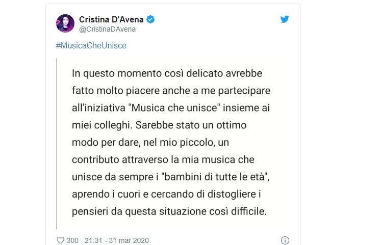 Cristina D'Avena messa da parte