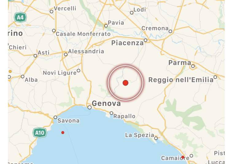 Forte scossa di terremoto avvertita in Liguria e nel piacentino