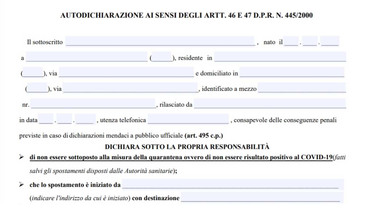 autocertificazione modello fase 2