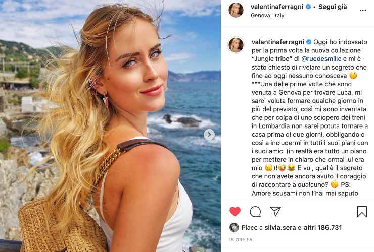 Valentina Ferragni su Instagram - meteoweek