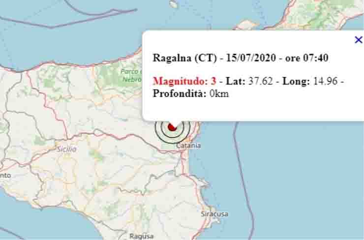 Scossa di terremoto a Ragalna