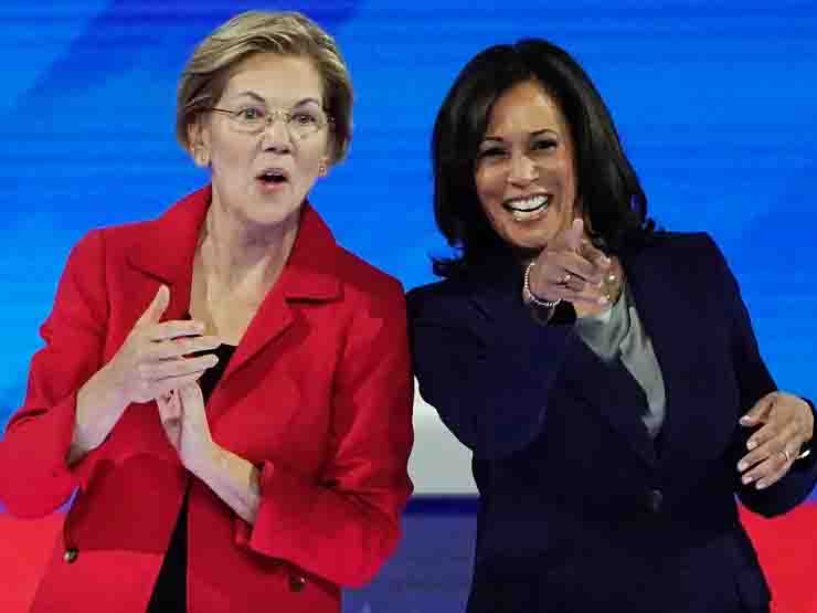 Kamala Harris e Elizabeth Warren. Kamala Harris candidata vice presidente Biden Stati Uniti