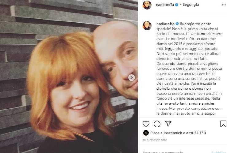 Nadia Toffa messaggi sull'amicizia