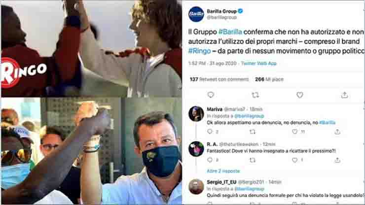 Salvini Barilla replica ringo spot