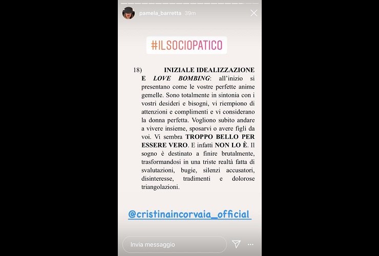 Pamela Barretta contro i sociopatici