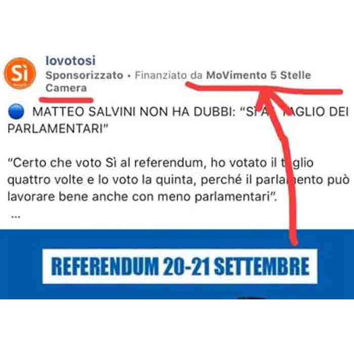 Referendum, bufera M5S per post Facebook