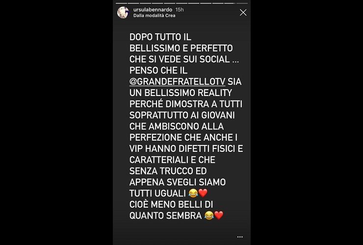 Ursula Bennardo osanna il GF Vip