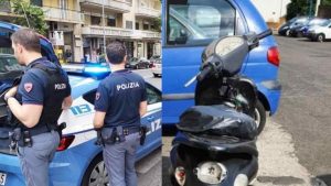 coppia in scooter con figlio di 26 giorni